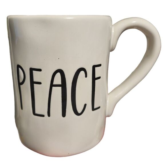 Pier 1 "PEACE" Stoneware Coffee Mug, 4.5 inchess tall - Picture 1 of 5